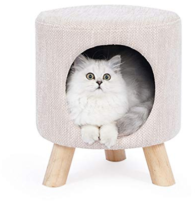 RONGJJ Katzenhöhle Katzenbett - Katzenhaus Tierbett - modern Stil Fußbank - für Katzen kleine Hunde Kleintiere - Nest warm Hundebett Hundehöhle, Beige