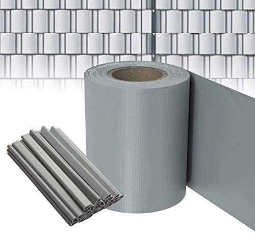 Froadp PVC Sichtschutzstreifen Zaun Sichtschutz Inkl. 20 Befestigungsclips für Einzel- und Doppelstabmatten Wetterfest und Windschutz Sichtschutzfolie für Gartenzaun Balkon (35M x 19CM, Hellgrau)