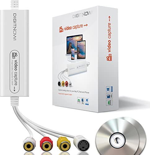 DIGITNOW! USB 2.0 Video Capture Card Pro Version Convertitore da VHS a digitale 1080P 30Hz, adatto per Mac OS, iPad, Android, WinXP/7/8/10