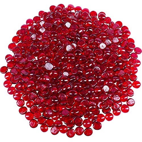 Galashield Flat Glass Marbles for Vases Red Glass Gems Beads Pebbles Vase Filler (5 LBS, Approx. 540 PCS)