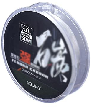 TOMYEUS ​Angelschnur 50 m Monofilament Fluorkohlenwasserstofffischerei Abriebfestigkeit Faden Leine Schnur Fischdraht (Color : 50m Fluorocarbon, Line Number : 0.4)