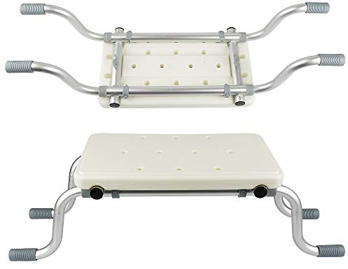 Sedile per Vasca in Lega di Alluminio e Plastica, Sgabello per Vasca da Bagno Larghezza Regolabile 73-83 * 22 * 18cm, Max. Carico 150kg