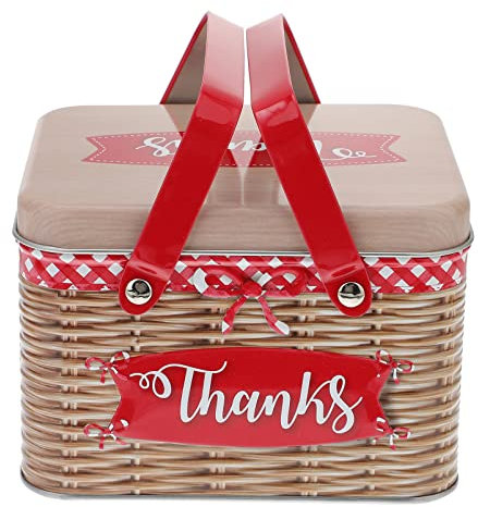 Zerodeko Caja De Hojalata Para Dulces y Galletas, Grande, Imitación Ratán, Sellada y Resistente Humedad, Portátil, Almacenamiento Para Fiestas, Color Rojo