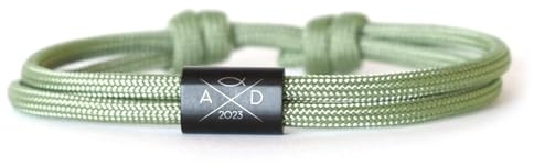 Personalisiertes Kinderarmband mit Kreuz Gravur für Jungen & Mädchen | Edelstahl & Nylon, Initialen und Symbole, Kommunionsgeschenk, Firmung, Konfirmation, Taufe