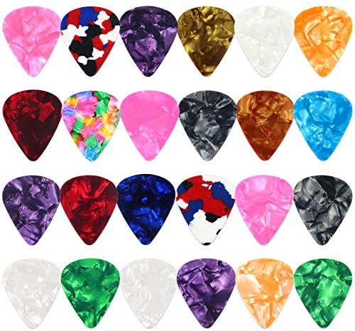 Redamancy 24 Stück Guitar Picks, Plektren Gitarre, Celluloid Guitar Picks, 3 Verschiedene Stärke Plektrum 0,46mm / 0,71mm / 0,96mm, für Bass E-Gitarre Akustikgitarre Ukulele