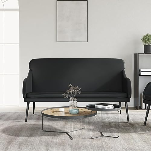 Homgoday Sitzbank Polsterbank Flurbank Sofa Couch Wohnzimmerbank Bank Garderobenbank Wartebank Eingangsbank für Wohnzimmer Flur Schwarz 110x76x80 cm Kunstleder