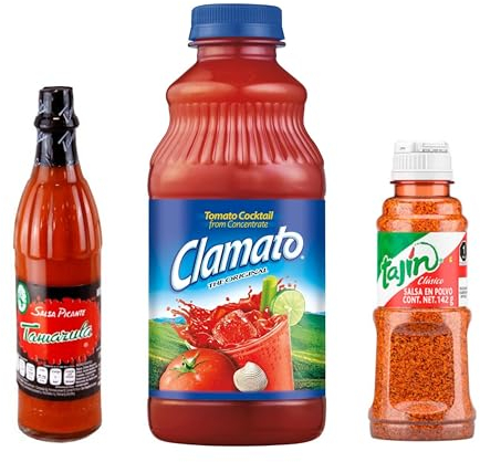 TLT FOODS - Pack Michelada: Clamato 946ml + Salsa Tamazula Picante 140ml + Tajín Clásico 142g