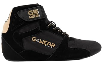 Gwear Pro High Tops Rot/Schwarz - Bodybuilding und Fitness Schuhe mit Logo leicht bequem perfekt für Gym Sport Krafttraining (Schwarz/Gold, EU Schuhgrößensystem, Erwachsene, Numerisch, M, 44)