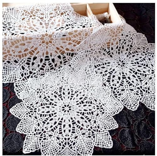 SYSUII 6 Piezas Tapetes Redondos Bordados Tapetes de Encaje Hechos a Mano Tapetes de Ganchillo de Encaje Blanco Mantel Posavasos Huecos Camino de Mesa Redondo de Ganchillo para Tazas Jarrones Mantele