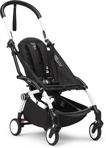 Stokke YOYO3 Gestell, Weiß - Textilset nicht inbegriffen - Enthält 5-Punkt-Gurt, verstellbare Rückenlehne, Sonnenverdeck-Verlängerungen, gepolsterte Schultergurte & schützende Aufbewahrungstasche