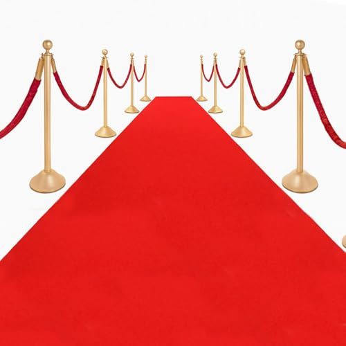 Nisorpa Red Carpet Aisle Runner Rugs 1m x 10m Red Carpet Runners Red Runway Rug Non-slip VIP Hallway Runner Rug Decoration for Event Wedding Party Stairway, 5.5mm Thickness