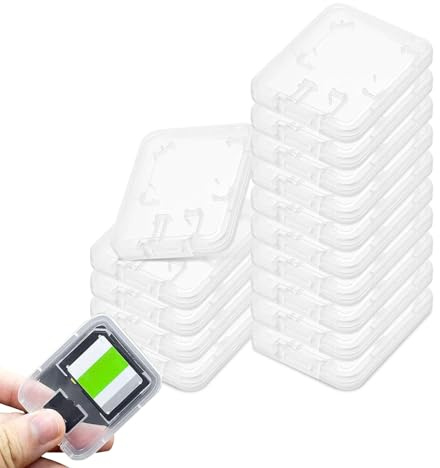 Fundas para Tarjetas de Memoria, 15 Piezas Almacenamiento Plegable para Tarjetas SIM, Caja de protección para Tarjetas de Memoria, Funda Transparente para Tarjetas SD (2 Ranuras para Tarjetas)