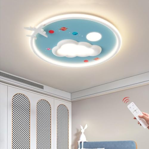 WJLL Deckenlampen LED Deckenleuchten für Kinder 56W Dimmbar mit Fernbedienung Kinderlamp Cartoon Flugzeug Decke Leuchte Kinderzimmer Lampe Junge Zimmer Schlafzimmer Wohnzimmer Beleuchtung Licht A