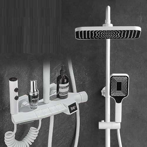 Piano Key Digital Display Constant Temperature Shower Shower Set Bathroom Shower All-Copper Mixing Valve, Baking Paint Yabai - Hot and Cold - B Model