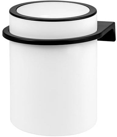 bremermann runder Kosmetikeimer Savona mit Softtouch-Oberfläche inkl. Wandhalterung zum Kleben oder Bohren mit Schwingdeckel, Abfalleimer aus Kunststoff, 5,5 Liter Fassungsvermögen (weiß)