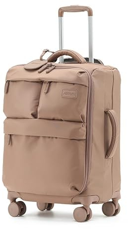 BMDOZRL Handgepäck Koffer Einfacher Stoffkoffer, Koffer, 24 Zoll, 20 Zoll, Bordkoffer, leiser Trolley mit Universalrädern(Brown,20IN)