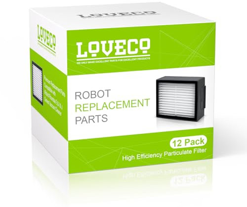 Loveco 12-Stück Filters kompatibel mit iRobot Roomba E I & J Serie, Ersatz HEPA Filter für E5 E6 i1 i2 i3 i4 i5 i6 i7 i8 j5 j6 j7 j8 j9 and Plus Version, Combo i5+ j5+ (Nicht für Combo j7+/ j9+)