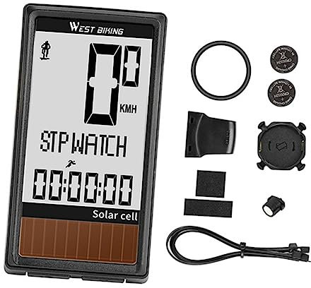 CAXUSD 1Stück Solarbetriebener Fahrradcomputer mit Wasserdichtem Design Großer LCD-anzeige und Fünf Sprachoptionen für Radfahren Wandern und Outdoor-aktivitäten