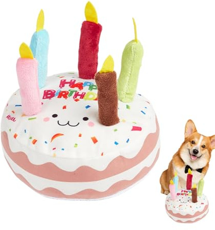 Gefülltes Geburtstagskuchen-Hundespielzeug, Plüsch Quietschend Spielzeug, Kreative Geburtstagsgeschenke, Geburtstagstorte Kauspielzeug, Design Zum Geburtstagsthema, Sicheres Und Kaubares Material