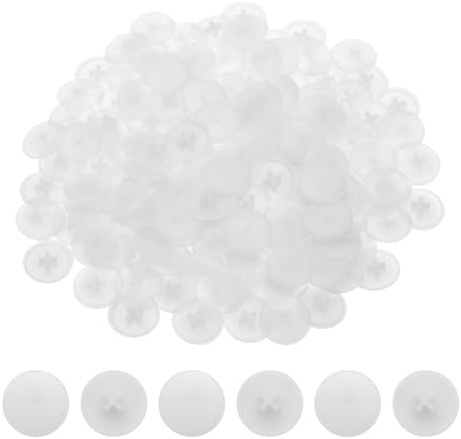 sourcing map Screw Cap Covers, 228Pcs 17mm - Plastic Self-lock Nut Screw Cap, Screw Decoration Cover for Phillips Cam Fitting Nut Self-tapping Screw, White
