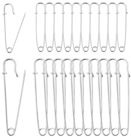 EASYKEENECOM Spille di Sicurezza Grandi, 20 Pezzi, Lunghezza Perni di Sicurezza Grandi, Resistenti, Per Coperte, Kilt, Tessuto a Maglia, Artigianato (63 mm & 100 mm)