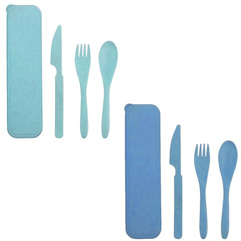 2 Sets Portable Reusable Cutlery Set with Case – Eco-Friendly Travel Utensils | Fork & Spoon| Lightweight, BPA-Free, Dishwasher Safe | Ideal for Work, School, Camping & Lunch Box