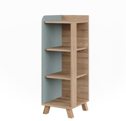 Vicco Midischrank Karen, Sonoma/Blau, 30 x 90 cm | mit 4 Ablagen, zur Aufbewahrung von Badutensilien und Handtüchern geeignet