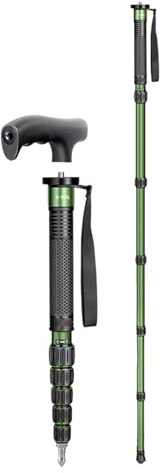 Monopode de Caméra, Monopode de Voyage Léger Compact Portable en Aluminium avec Sac de Transport, Poignée de Bâton de Marche, 6 Sections jusqu'à 61 Pouces, Charge de 10 Kg (Green)