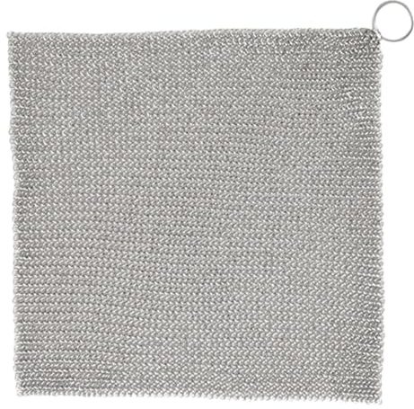 Cast Iron Cleaner Non-Scratch Stainless Steel Scourer 20x20 cm Nonstick Oil Chainmail Scrubber for Kitchen Pans Pot Griddles Skillets Cookware cast Iron Cleaner