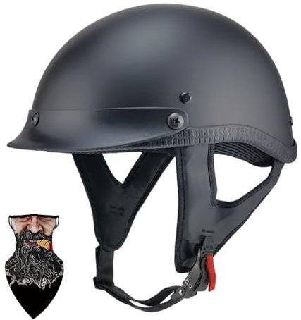 HALYING Mezzo Casco Jet Moto retrò Casco Scodella Portatile, ECE Omologato Mezzo Elmetto da Moto retrò per Uomo Donna Biker Cruiser Scooter Touring