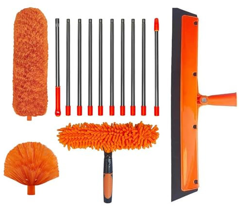 Plumeau de qualité supérieure pour Le Nettoyage | Plumeau en Microfibre à Grande portée | Brosse Ventilateur de Plafond avec poignée Ergonomique pour Un Nettoyage Efficace