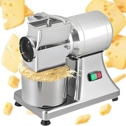 Rallador De Queso Parmesano Eléctrico, Triturador De Pan Rallado Y Queso, Procesador De Alimentos Comercial De Acero Inoxidable. Cubo Para Queso, Mantequilla, Pan Y Salvado, 40 Kg/H
