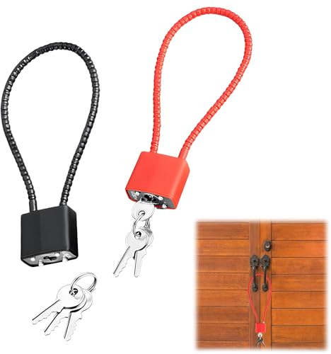 Wjelet 2Pcs Steel Rope Padlocks with Keys, Wire Padlock, Flexible Cable Padlock for Bicycle, Suitcase, Gate, Gym Locker, Outdoor Use(Black,red)