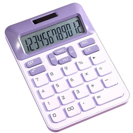 Calculatrice à 12 chiffres à double alimentation solaire à piles bouton tactile ABS mince et léger écran LCD pour utilisation à la maison, à l'école, au bureau