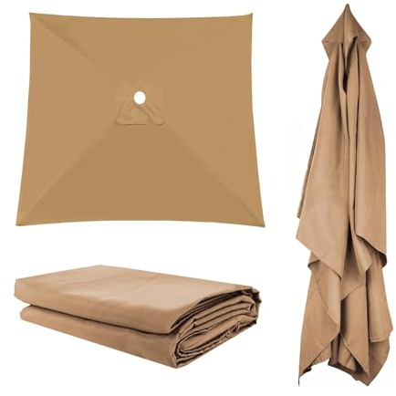 300x300cm 200x200cm Toldo De Recambio Para Sombrilla Cuadrada, 300x200cm Grandes Rectangular Parasol Canopy, Exterior Cubierta De Repuesto Para Sombrilla, Protección UV30+ Impermeable(Khaki,297X297cm)