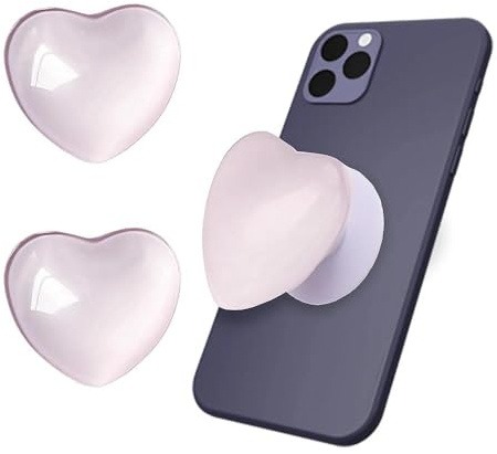 2PCS Universal Heart-Shaped Phone Grip,Cute Pink Phone Grip Holder with Stand, Expandable Holder for Smartphones, Kindle Popsocket, Pop Socket for Kindle