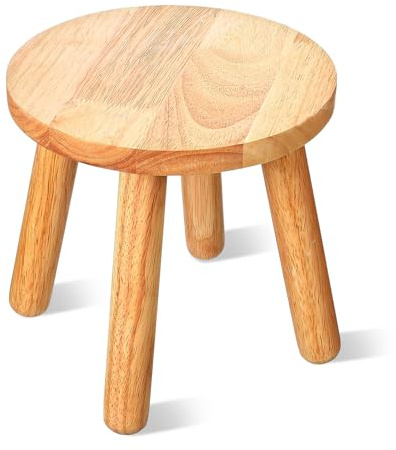 Kifmurase Solid Wood Step Stool for Adults, 9 Inch Multi-Use Wooden Round Stool for Bathroom Playroom Living Room, Four Legged Sitting Stools Small Chairs for Classroom