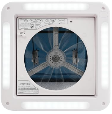 Dokiiovo Ventilatore da tetto per roulotte, 12 V, ventilatore, ventilatore per tetto camper, con velocità del vento regolabile a 6 marce, telecomando, luce LED