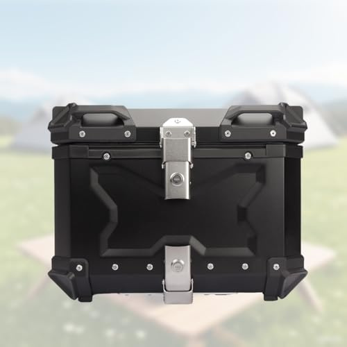 YUN BO Bauletto Per Moto Incluso Schienale 36L 45L 55L 65L 80L 100L Bauletto Posteriore Per Motocicletta Resistente All'Acqua In Lega Di Alluminio Con Serratura Di Sicurezza (Nero, 36L)