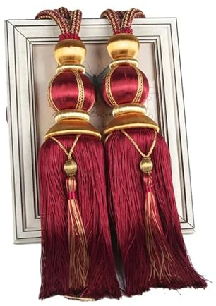 Fermacurtaini con nappine 1 paio di fermatende con nappe appese, for accessori for tende, perline, palline, nappe appese Nappa(Burgundy)
