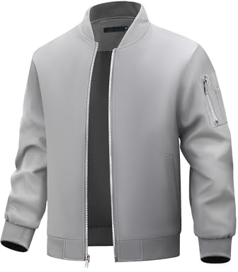 Autsel Mens Bomber Jacket Casual Lightweight Windbreaker Stand-up Collar | Spring Autumn Sportwear Outwear Men's Fashion Streetwear Coats Jackets