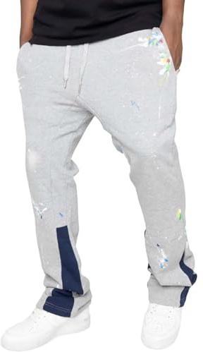 Slip-on byxor för herr med elastiskt band, eleganta joggingbyxor för herr stretch breda ben träningsbyxor sovbyxor med tryck mönster herrbyxor vandring fritidsbyxor löparbyxor långa sport haremsbyxor