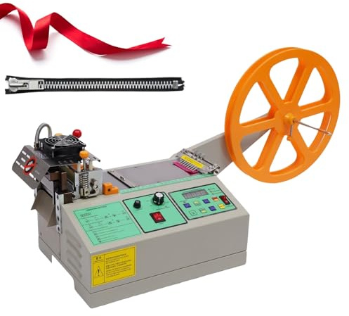 Automatic Hot Cold Cutting Machine - Electric Textile Strip Ribbon Cutter with 1-95mm Cutting Width, Industrial Digital Belt Cutter for Straps, Zipper, Elastic Band