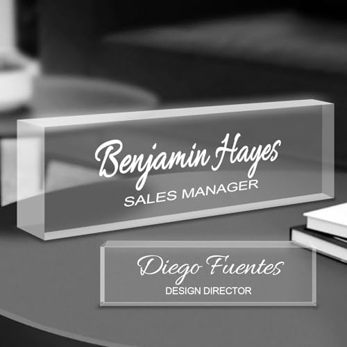 Placa de identificación de escritorio de acrílico personalizada, placa de identificación de oficina personalizada con nombre o logotipo, regalo de decoración de escritorio para profesores, jefes