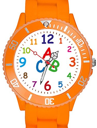 Taffstyle Kinder-Armbanduhr Analog Quarz mit Silikonarmband – Bunte Lernuhr mit Zahlen & ABC-Motiv – leichte Sportuhr für Kinder 34 mm – Mädchenuhr Jungenuhr für Schule & Freizeit