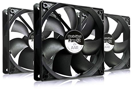 AABCOOLING Black Silent Fan 12 - Värdepaket - 3 st - Tyst och Effektiv 120mm Fodral Fläkt med 4 Vibrationsdämpare, 12V Fläkt, PC-Kylning, för PC-Fodral, 12cm Fläkt, Högt Luftflöde, Kylfläkt