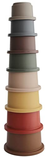 mushie Stapelbecher Spielzeug | Stapelturm mit 8 bechers | Für Babys und Kinder | Hergestellt in Dänemark | BPA FREI (Retro)
