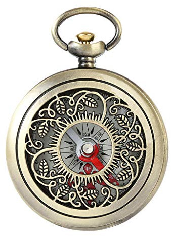 Kcnsieou Taschenuhr, galvanisiert, poliert, Vintage-Bronze, Kompass-Design, Outdoor, Wandern, Navigation, Kindergeschenk