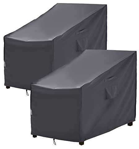 F&J Outdoors Gartenstuhlbezüge, 2er-Pack 89x99x89cm Tiefsitz-Lounge-Stuhl Schaukelstuhl Adirondack-Stuhlbezug Wasserdicht UV-beständige Outdoor-Möbelbezüge, Grau