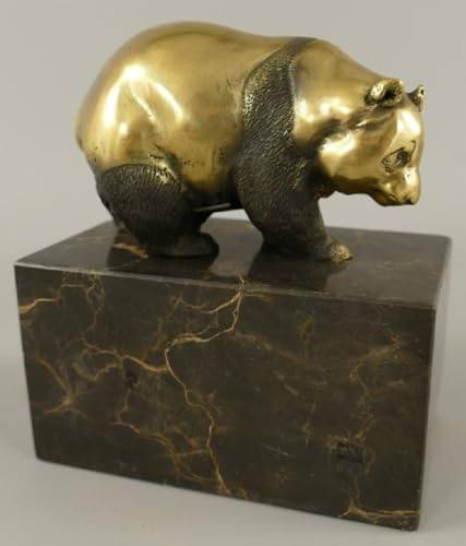 Casa Padrino Scultura in Bronzo Orso Panda Oro/Nero 13 x 7 x A. 15 cm - Figura in Bronzo - Figura Decorativa - Accessori per la Decorazione della Scrivania